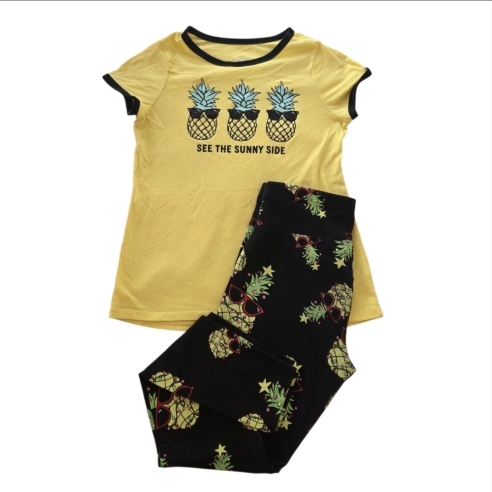 Justice Yellow and Black Pineapple Girl Set, Size 10/12